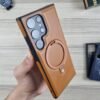 Galaxy S23 Ultra - Coque Luxueuse en Cuir Pu Avec Anneau de Support Magnétique