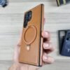 Galaxy S23 Ultra - Coque Luxueuse en Cuir Pu Avec Anneau de Support Magnétique