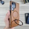 Galaxy S23 Ultra - Coque Luxueuse en Cuir Pu Avec Anneau de Support Magnétique