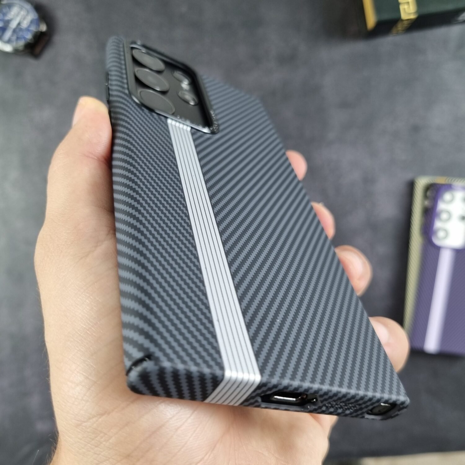 Galaxy S23 Ultra - Coque Magnétique effet Fibre de Carbone