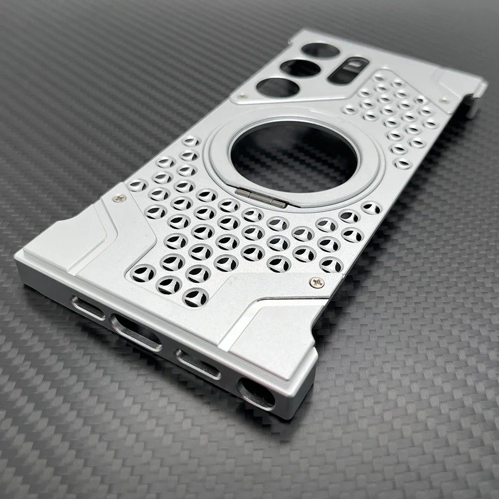 Galaxy S23 Ultra - Coque Magnétique en Aluminium avec Support Rotatif