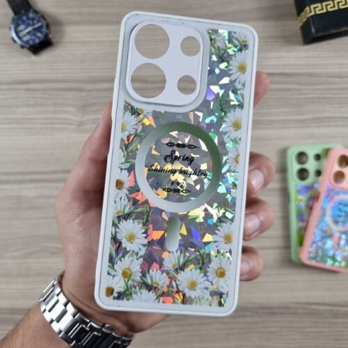 Redmi Note 13 4G – Coque en Silicone à Fleurs
