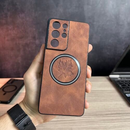 Galaxy S21 Ultra - Coque Feuille d'Érable Magnétique en Cuir PU