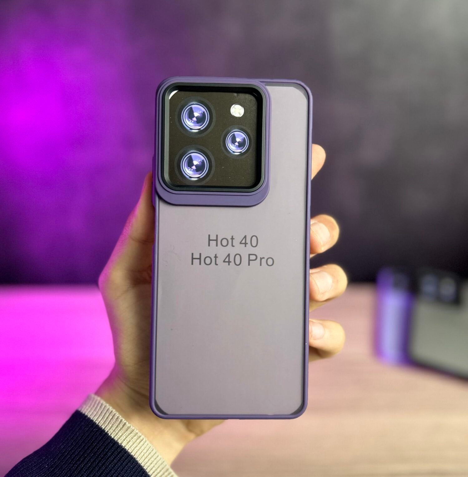 Infinix Hot 40 / Hot 40 Pro - Coque Transparente en Silicone Fumé Avec Bordure Mat