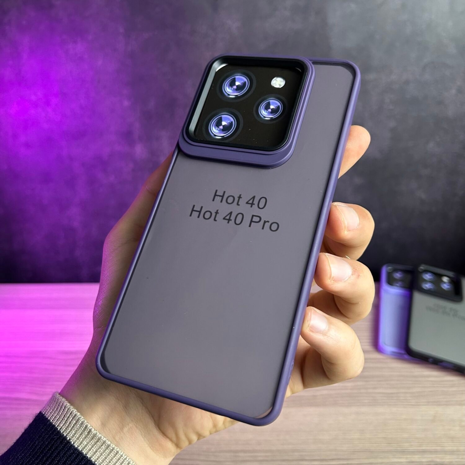Infinix Hot 40 / Hot 40 Pro - Coque Transparente en Silicone Fumé Avec Bordure Mat