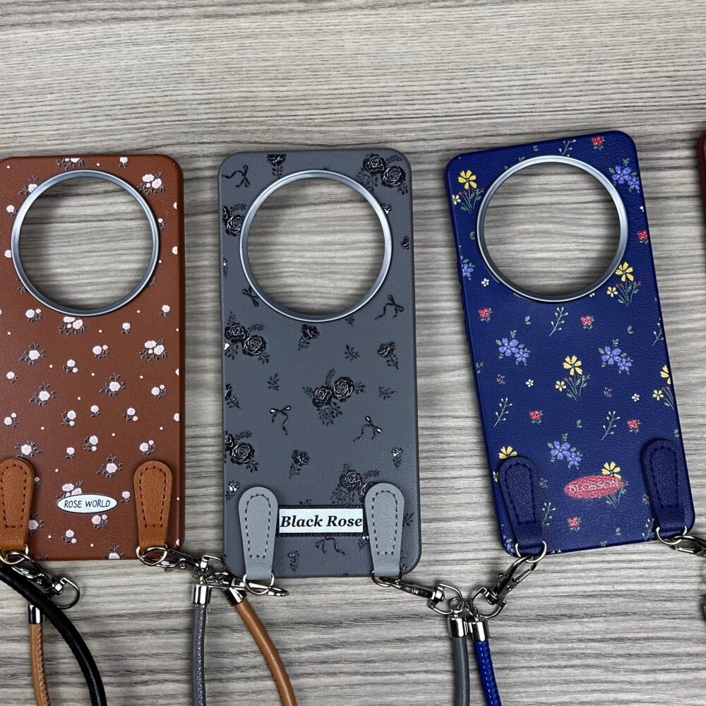 Honor X9B - Coque En Cuir Pu Motif florale avec Lanière