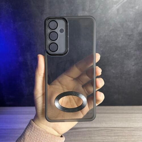 Galaxy A55- Coque Transparente en Silicone Fumé Avec Protection de Caméra V2