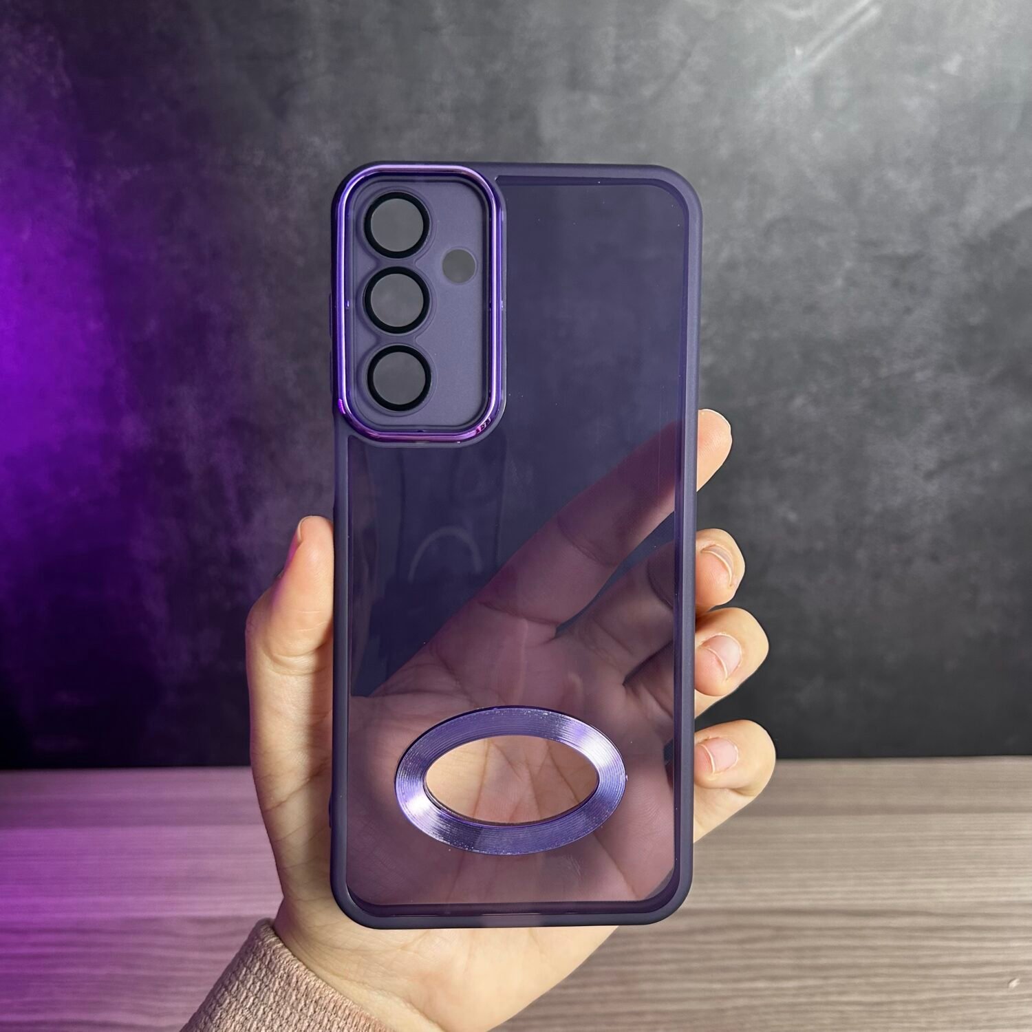 Galaxy A55- Coque Transparente en Silicone Fumé Avec Protection de Caméra V2
