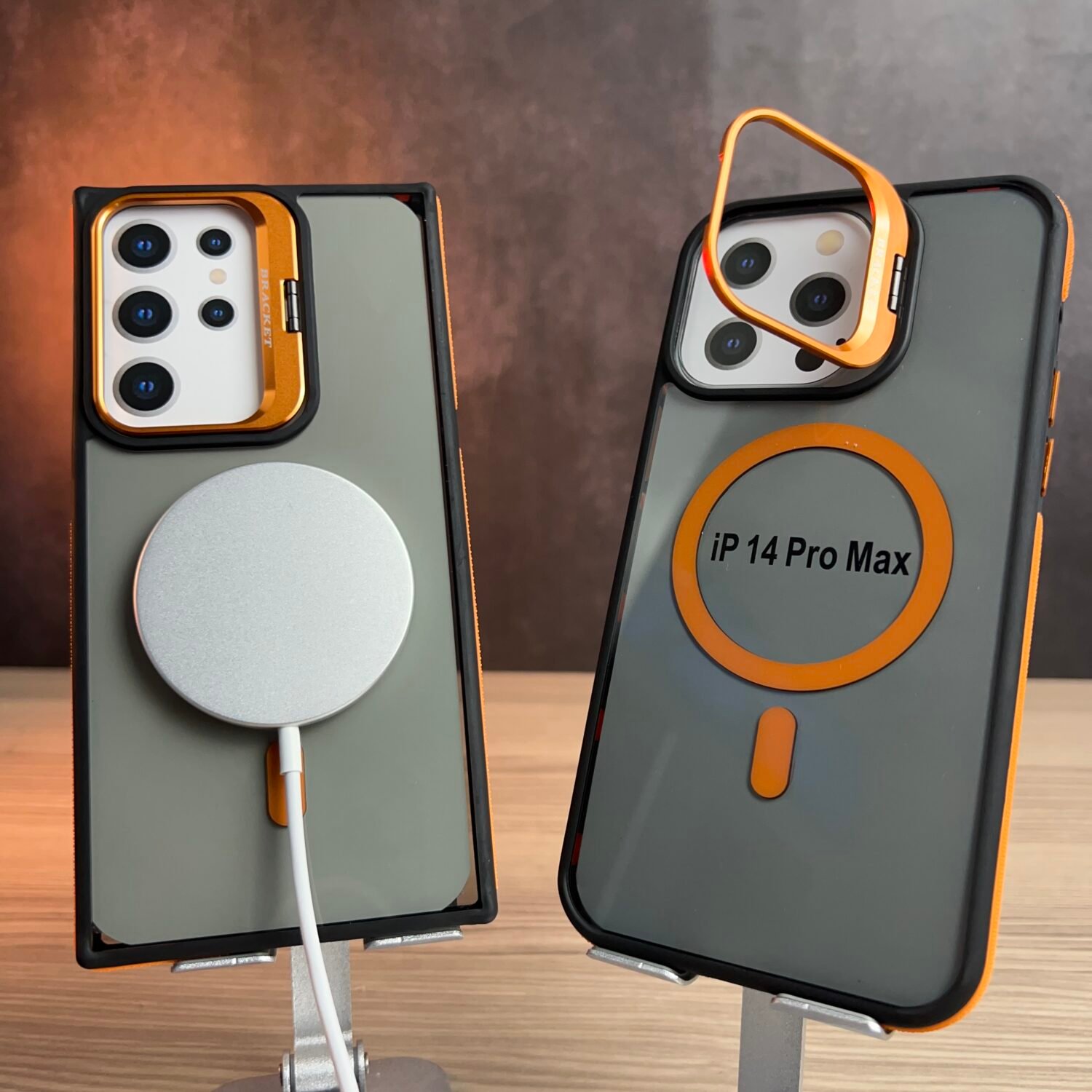 Coque Haut de gamme Magsafe dos Mat Fumé Avec Support