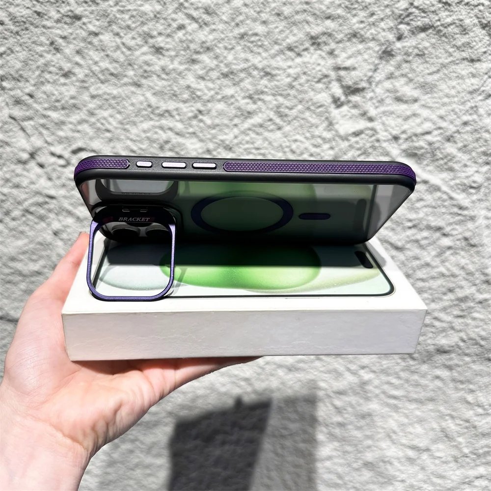 Coque Haut de gamme Magsafe dos Mat Fumé Avec Support