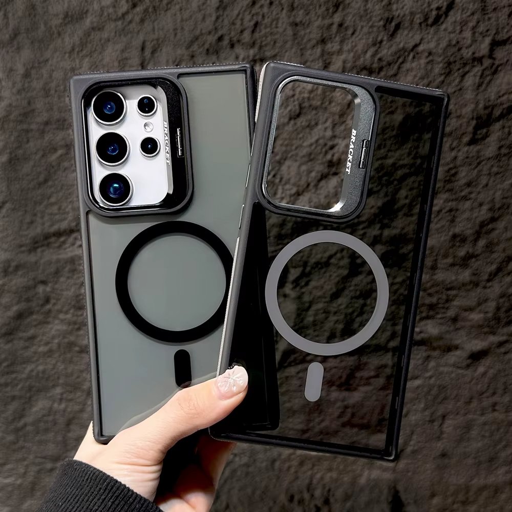 Coque Haut de gamme Magsafe dos Mat Fumé Avec Support