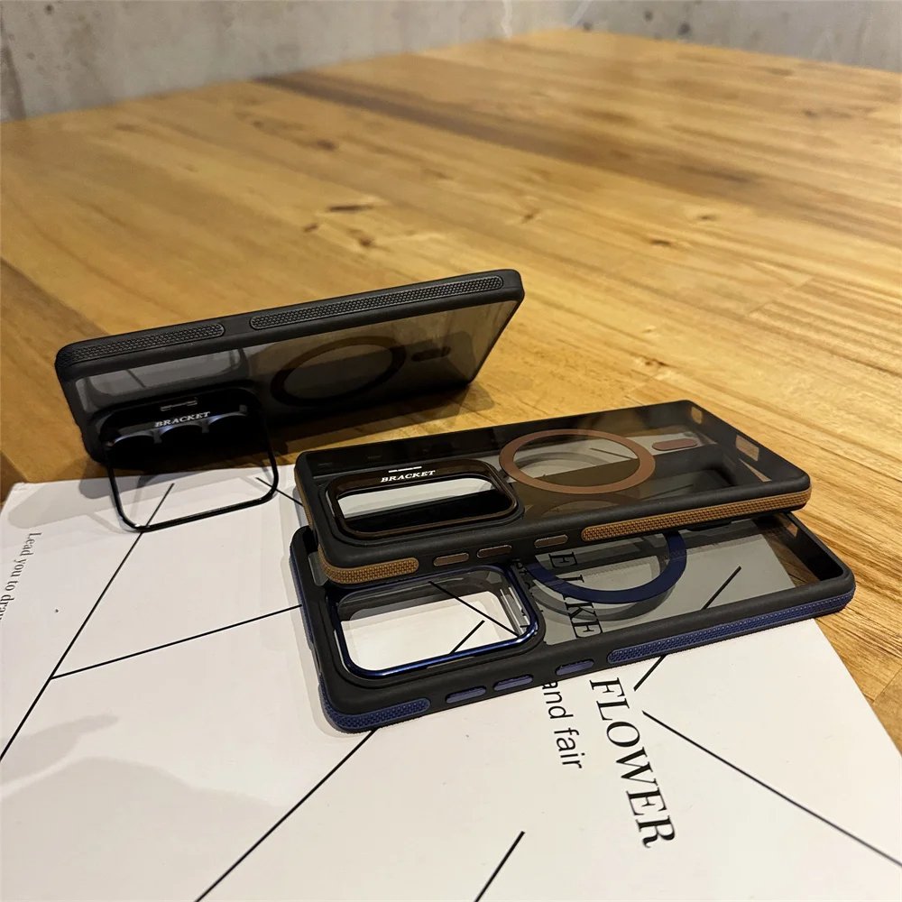 Coque Haut de gamme Magsafe dos Mat Fumé Avec Support