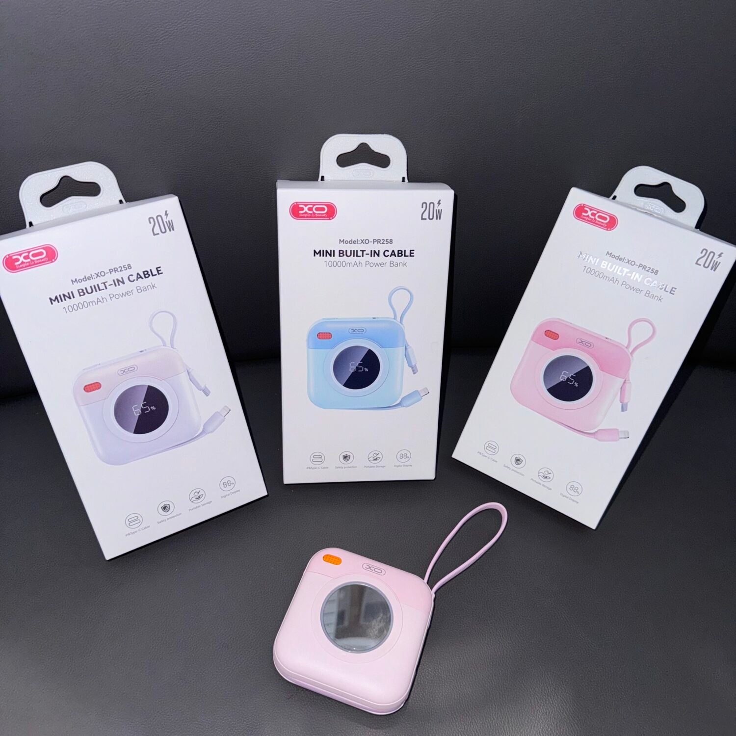 PowerBank Compacte Xo Originale 10000mAh avec Recharge Rapide et Cables Intégrés