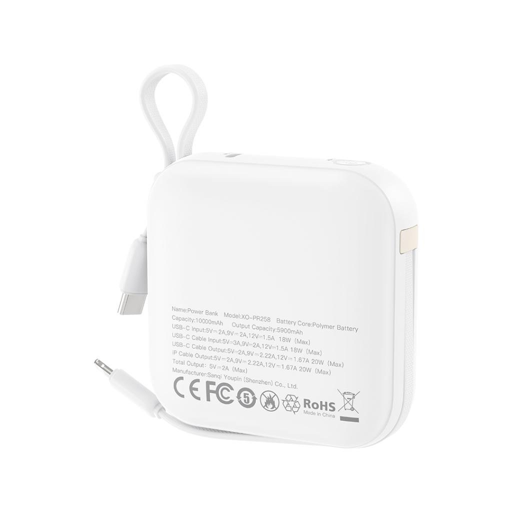 PowerBank Compacte Xo Originale 10000mAh avec Recharge Rapide et Cables Intégrés