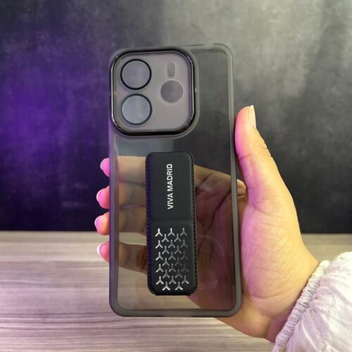 Redmi Note 14 4G - Coque Transparente Fumée à Sangle de Support