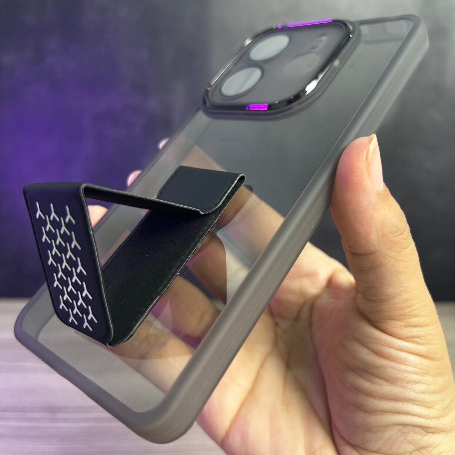 Redmi Note 14 4G - Coque Transparente Fumée à Sangle de Support