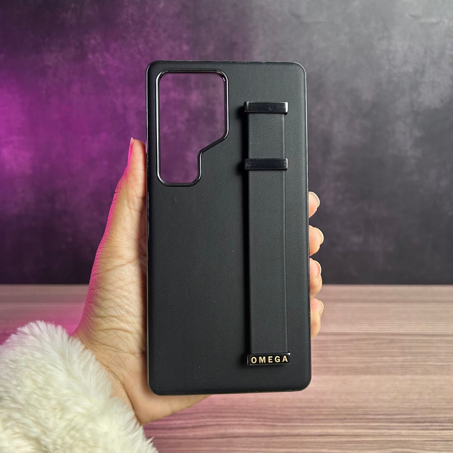 Galaxy S23 Ultra - Coque Haut De Gamme OMEGA en Cuir PU avec Poignée