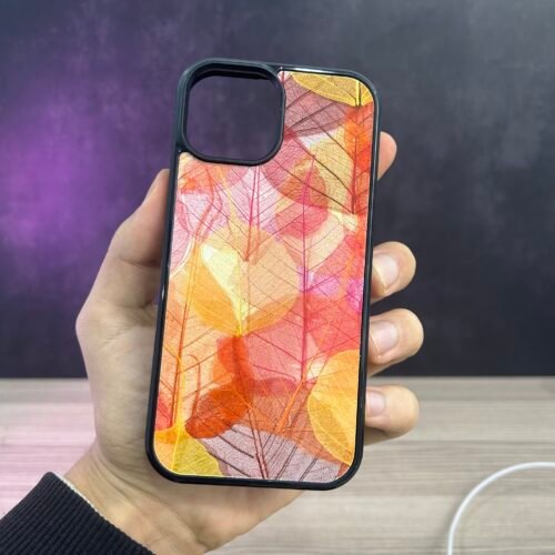 Iphone 15 Pro- Coque En Silicone Supérieure avec Dos effet Peinture à l'huile Design Feuilles d’Automne