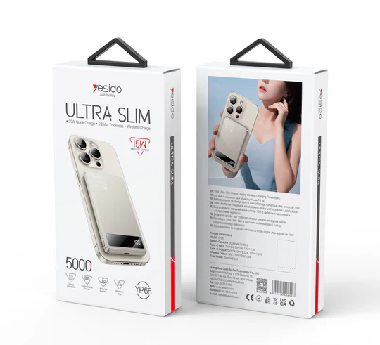 PowerBank Ultra Slim Magnétique Original YESIDO 5000 mAh avec Recharge Rapide