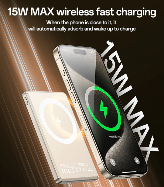 PowerBank Ultra Slim Magnétique Original YESIDO 5000 mAh avec Recharge Rapide