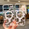 Coque Transparente Magsafe avec Motifs Noeuds à Ruban Rose