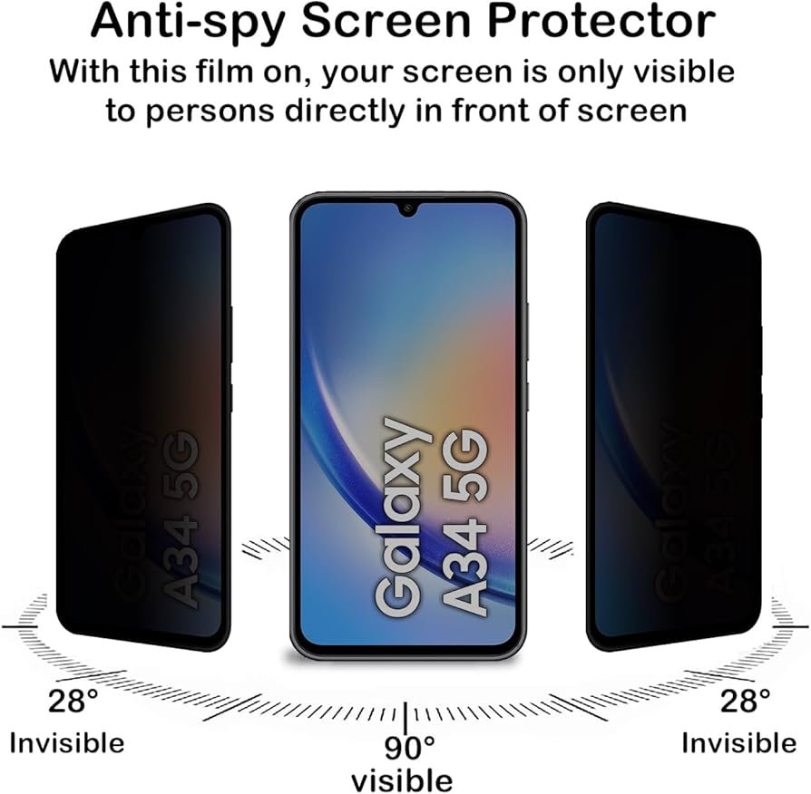 Galaxy A34 - Protection d'Ecran Anti-Espion En Verre ( Privacy Glass )