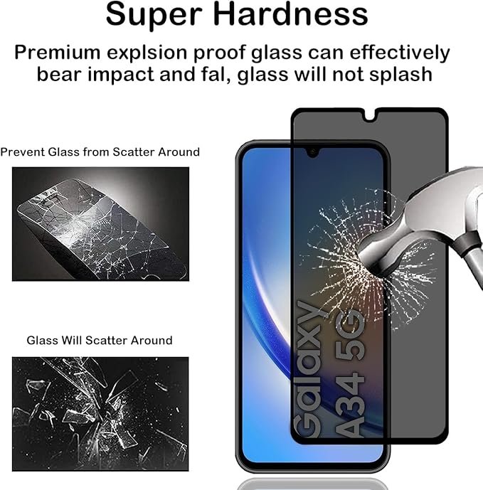 Galaxy A34 - Protection d'Ecran Anti-Espion En Verre ( Privacy Glass )