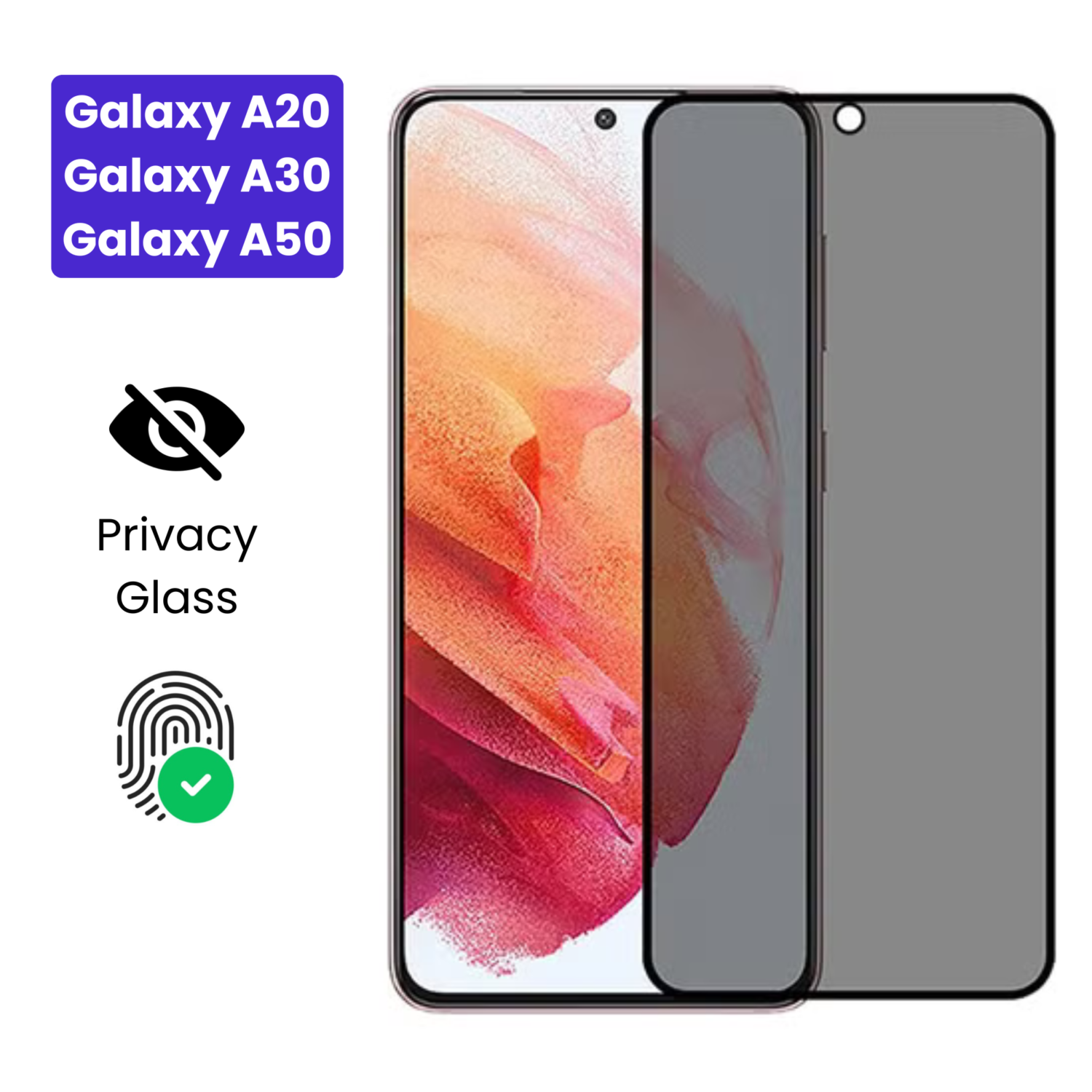 Galaxy A20 | Galaxy A30 | Galaxy A50 - Protection d’Ecran Anti-Espion En Verre ( Privacy Glass )