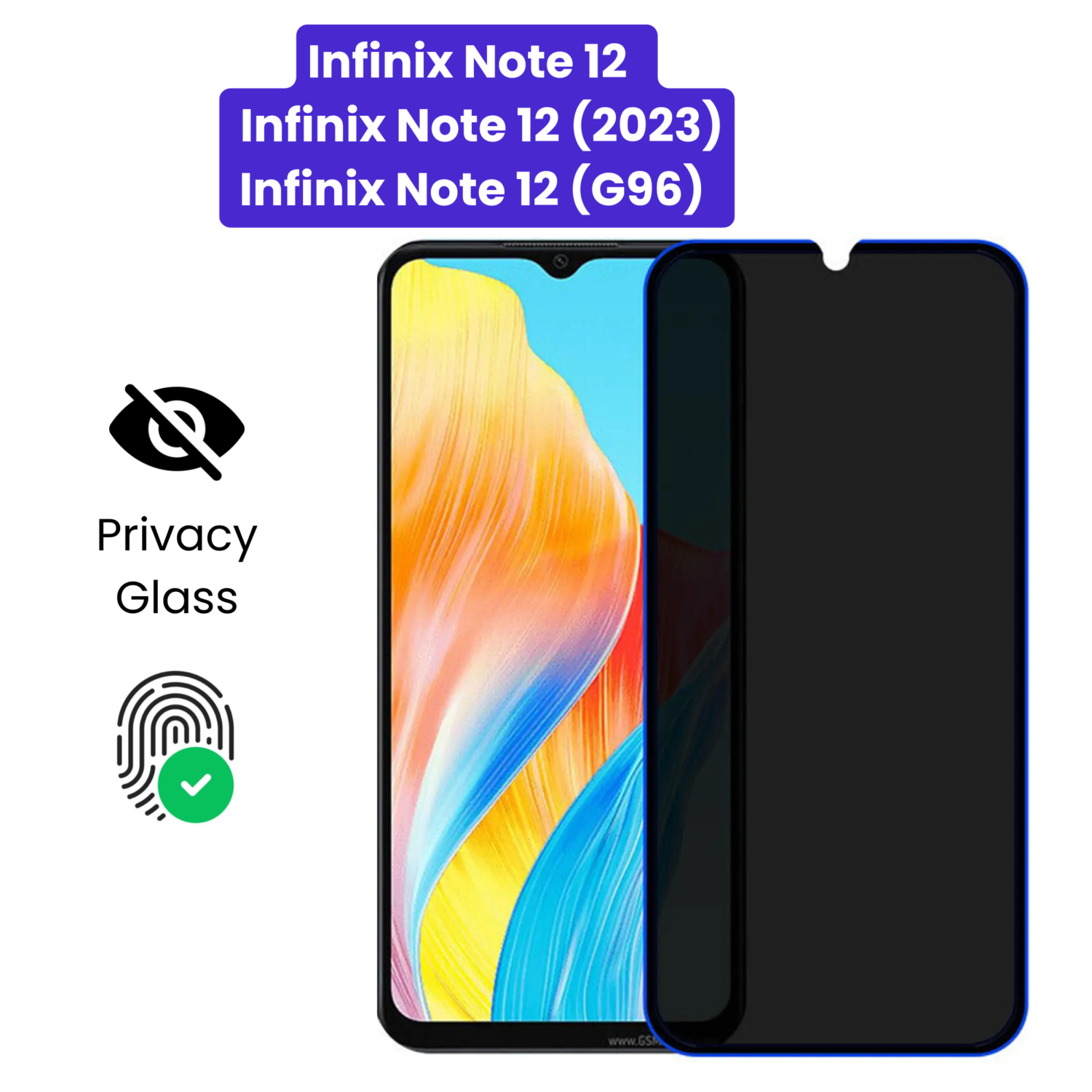 Infinix Note 12 | Infinix Note 12 (2023) | Infinix Note 12 (G96) - Protection d’Ecran Anti-Espion En Verre ( Privacy Glass )