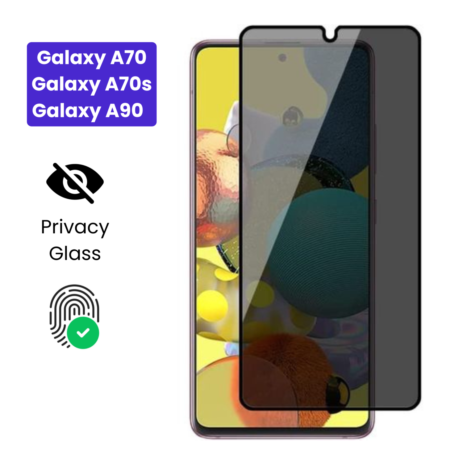 Galaxy A70S | Galaxy A70 | Galaxy A90 – Protection d’Ecran Anti-Espion En Verre ( Privacy Glass )