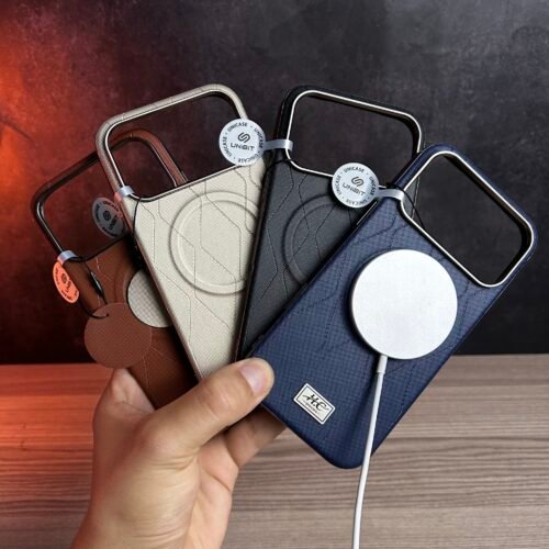 iPhone 17 Pro Max - Coque Magnétique avec Dos effet Surpiqure en Losanges et Bords Chromés
