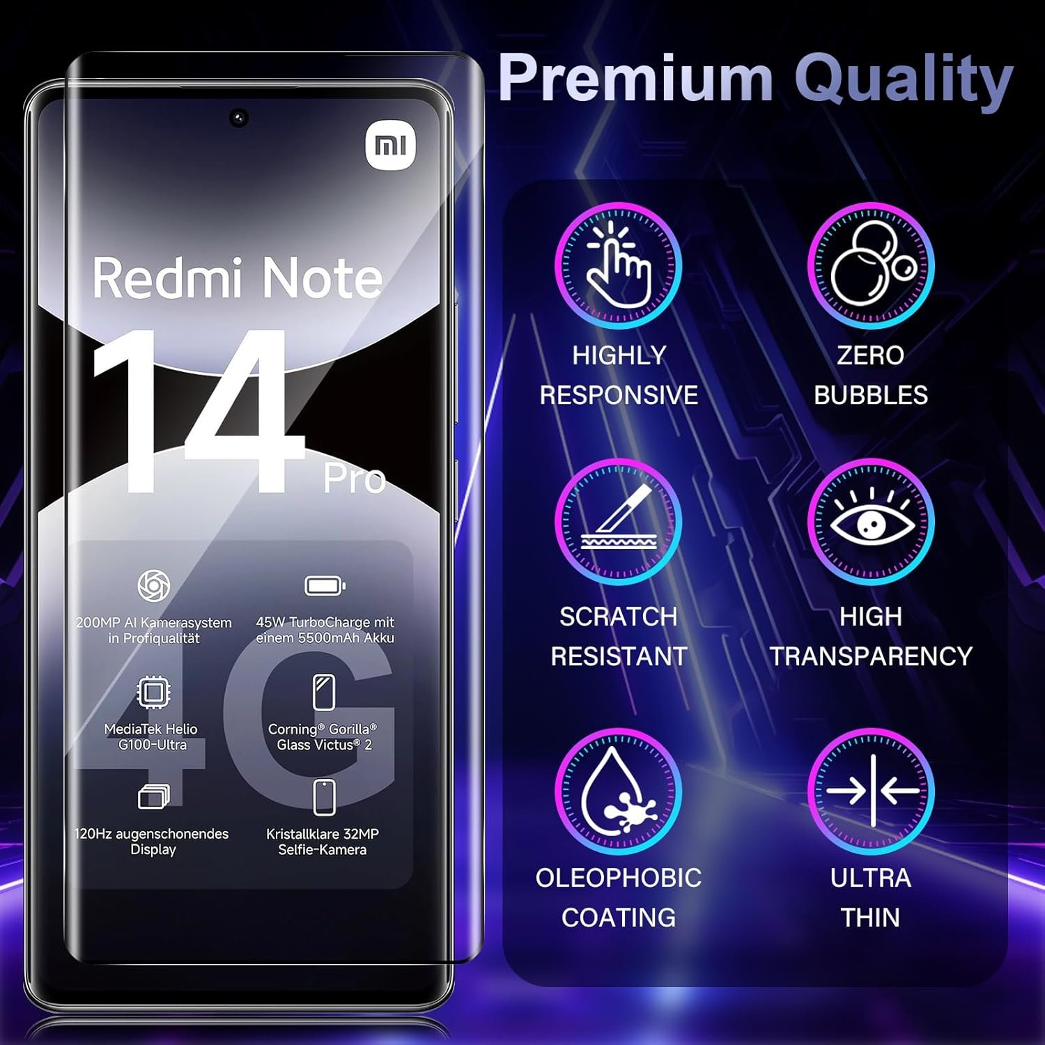 Redmi Note 14 Pro 4G - Protection d'écran En Verre ( UV Glass )