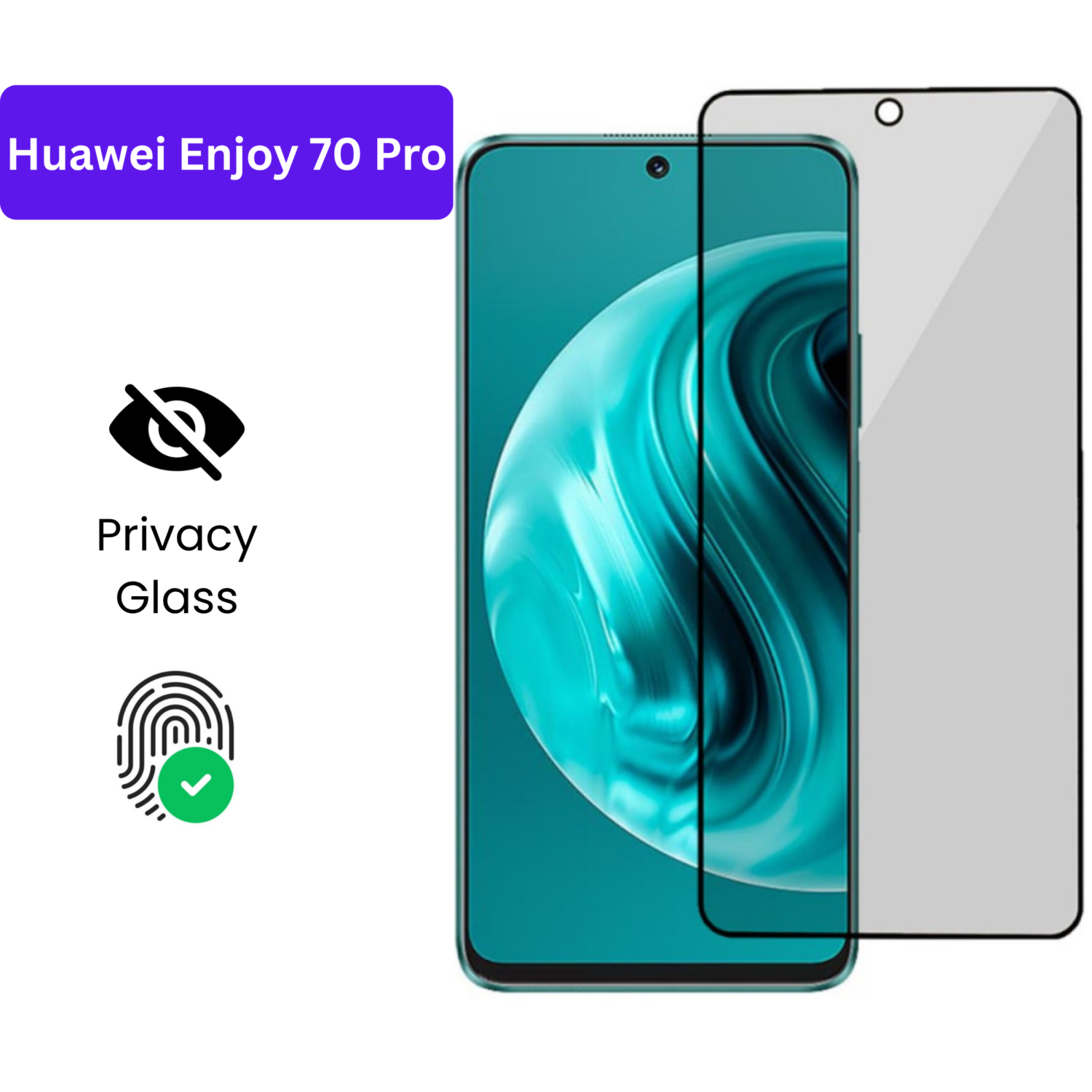 Vivo Y1S Vivo Y90 (16) Huawei Enjoy 70 Pro – Protection d’Ecran Anti-Espion En Verre ( Privacy Glass )
