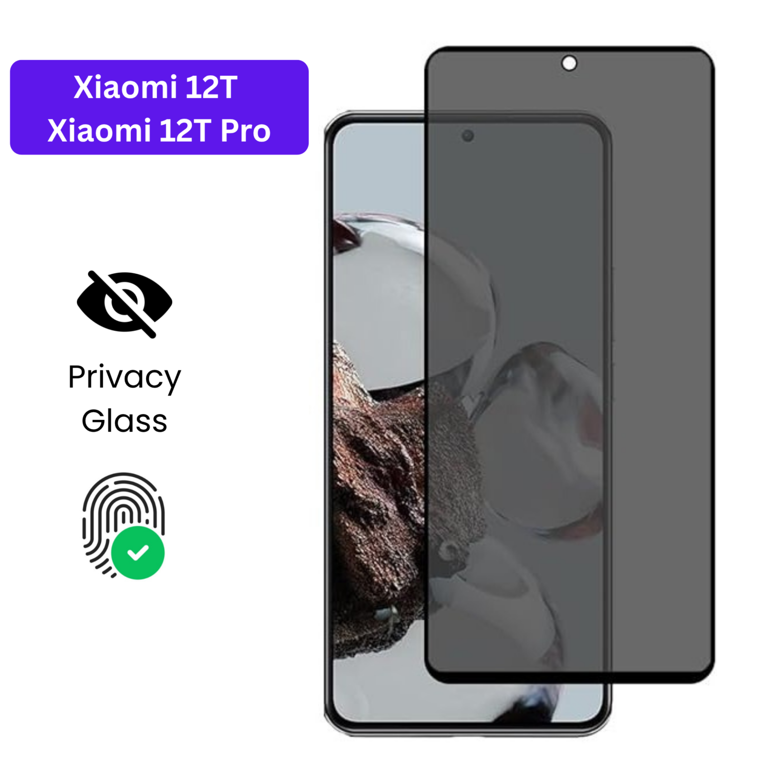 Vivo Y1S Vivo Y90 (18) Xiaomi 12T | Xiaomi 12T Pro – Protection d’Ecran Anti-Espion En Verre ( Privacy Glass )