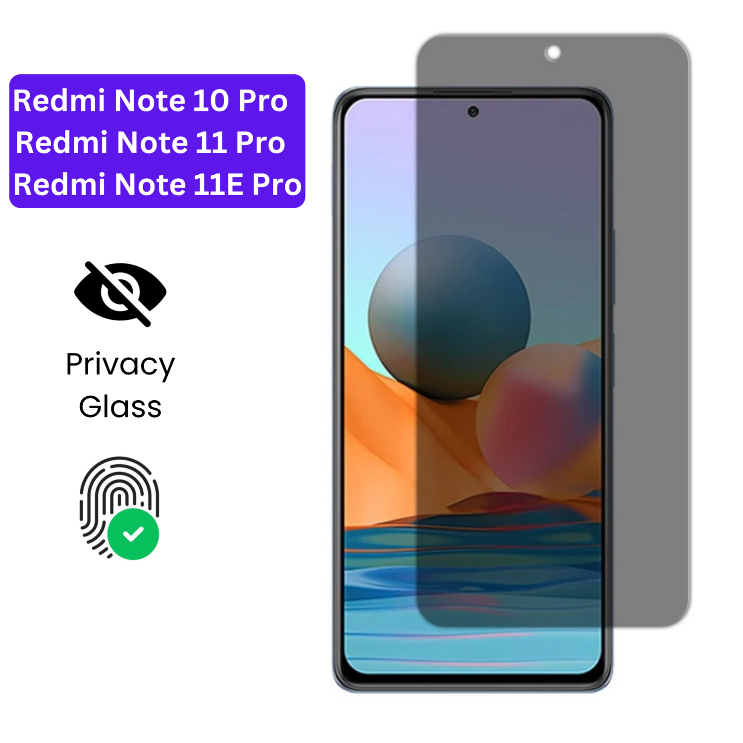 Vivo Y1S Vivo Y90 (31) Redmi Note 10 Pro | Note 11 Pro | Note 11E Pro – Protection d’Ecran Anti-Espion En Verre ( Privacy Glass )