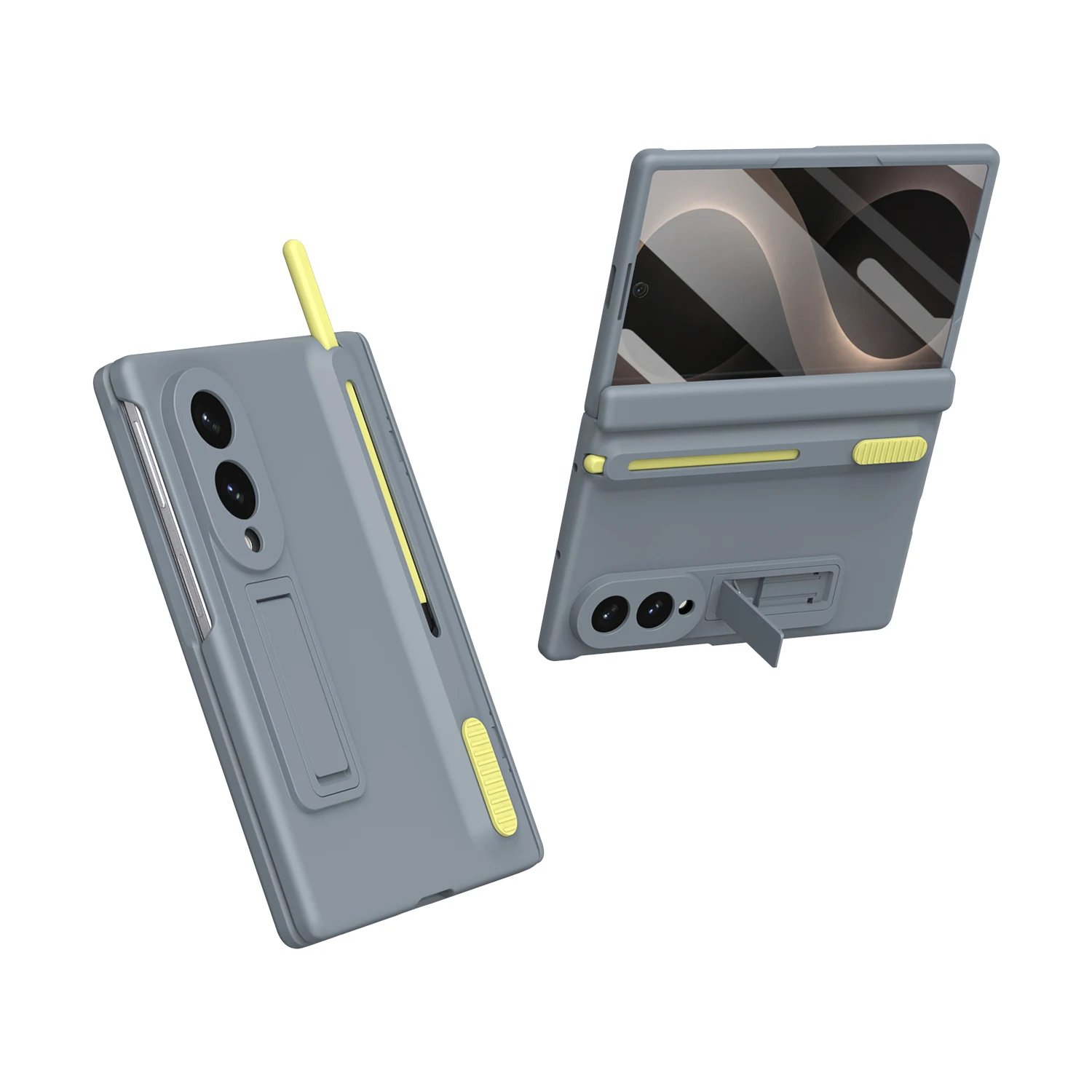2 Galaxy Z Fold 8 Wide - Coque en Silicone avec Protection d'Ecran Externe , Stylet S Pen et Support Pliable
