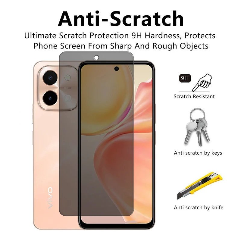 4 Vivo Y28 4G – Protection d’Ecran Anti-Espion En Verre ( Privacy Glass )
