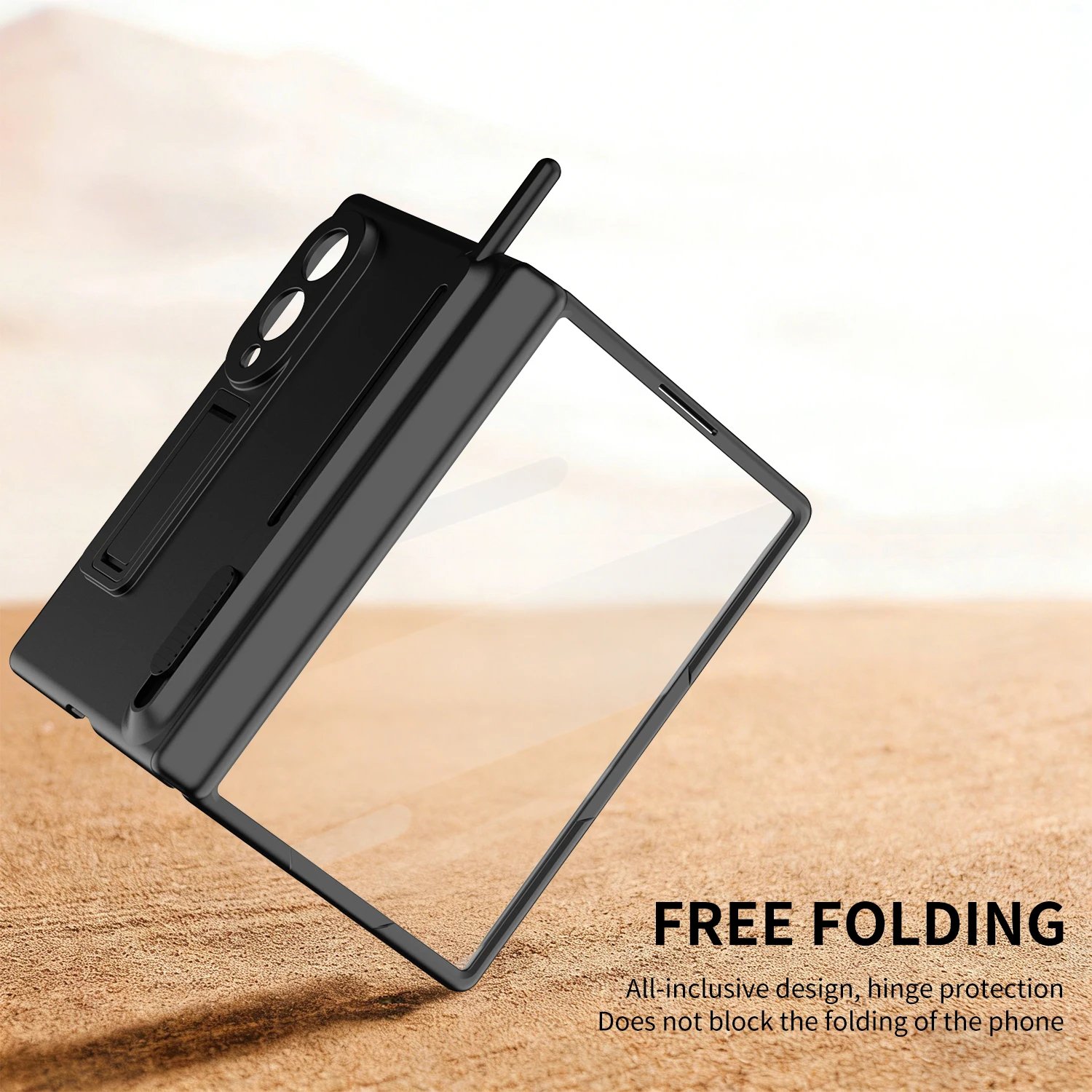 Galaxy Z Fold 8 Wide - Coque en Silicone avec Protection d'Ecran Externe , Stylet S Pen et Support Pliable
