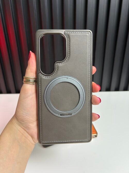 Galaxy S25 Ultra - Coque Magnétique avec Support et Dos Effet Cuir
