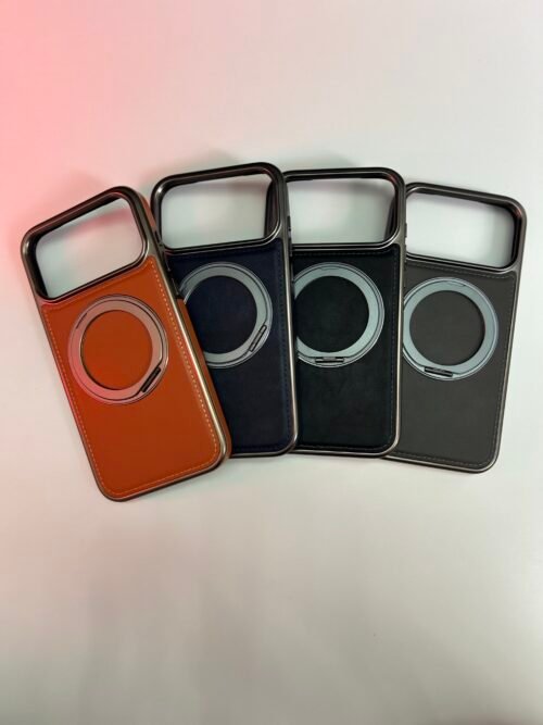 iPhone 17 Pro Max - Coque Magnétique avec Support et Dos Effet Cuir