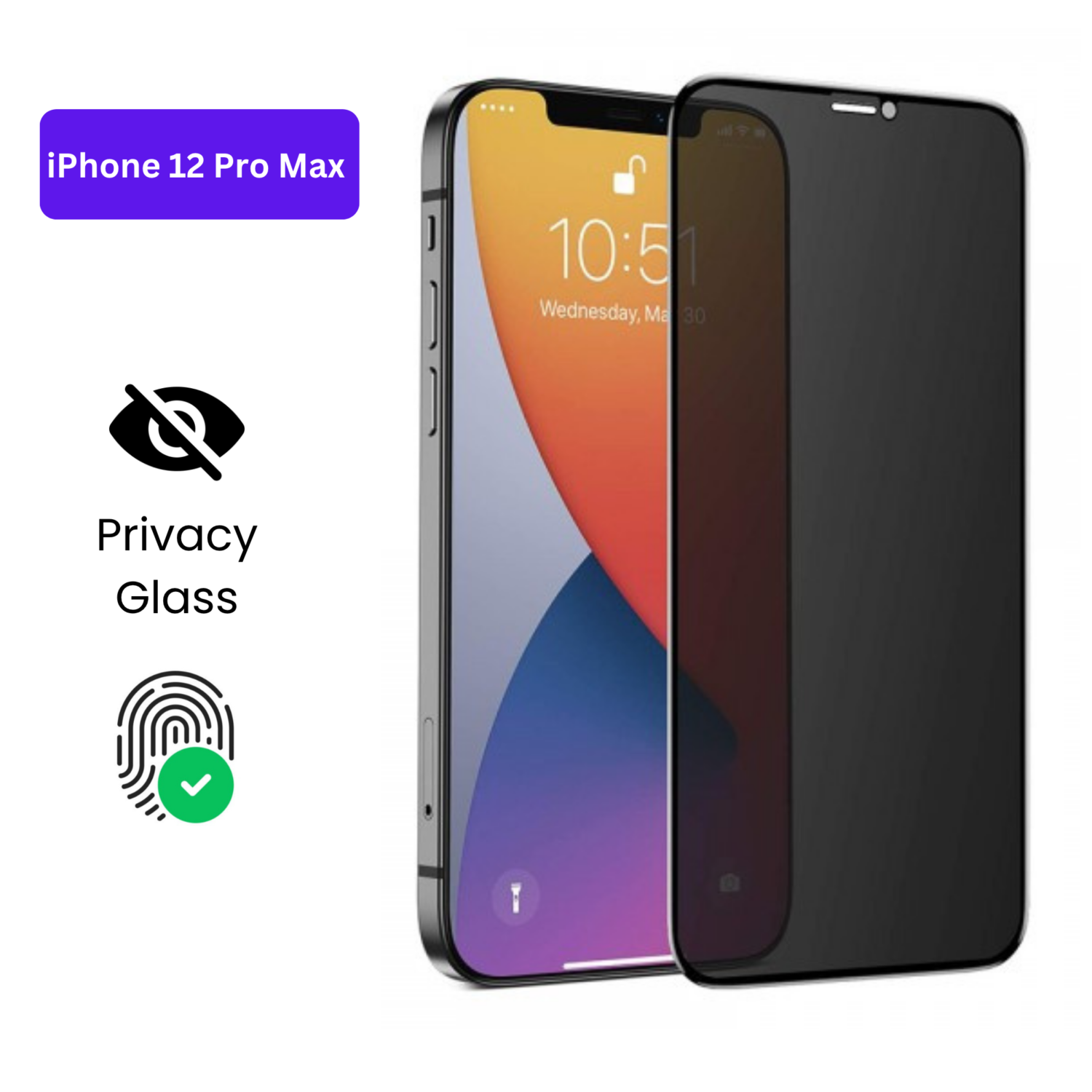 Vivo Y1S Vivo Y90 (10) iPhone 12 Pro Max – Protection d’Ecran Anti-Espion En Verre ( Privacy Glass )