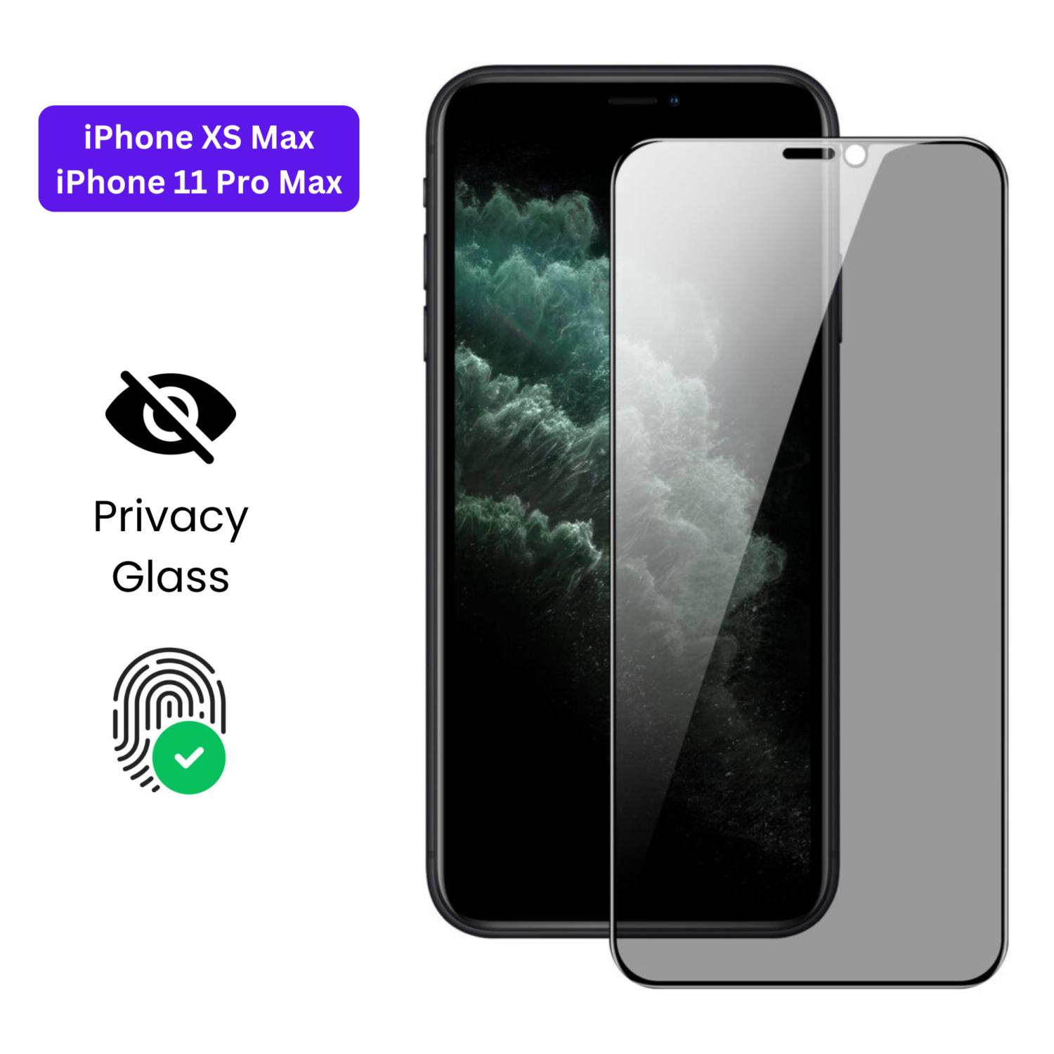 Vivo Y1S Vivo Y90 (8) iPhone XS Max | iPhone 11 Pro Max – Protection d’Ecran Anti-Espion En Verre ( Privacy Glass )