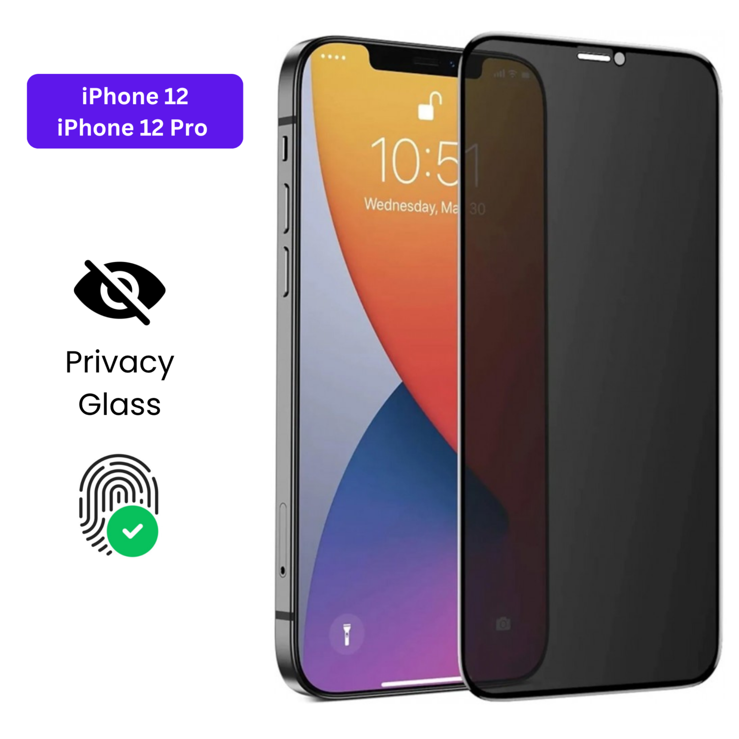 Vivo Y1S Vivo Y90 (9) iPhone 12 | iPhone 12 Pro – Protection d’Ecran Anti-Espion En Verre ( Privacy Glass )