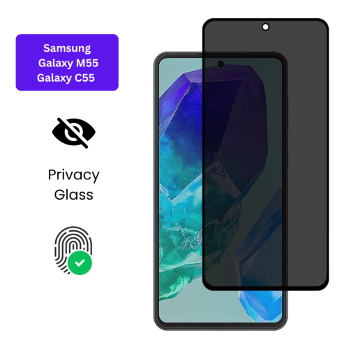 Vivo Y1S Vivo Y90 (20) Samsung Galaxy M55 | Galaxy C55 – Protection d’Ecran Anti-Espion En Verre ( Privacy Glass )
