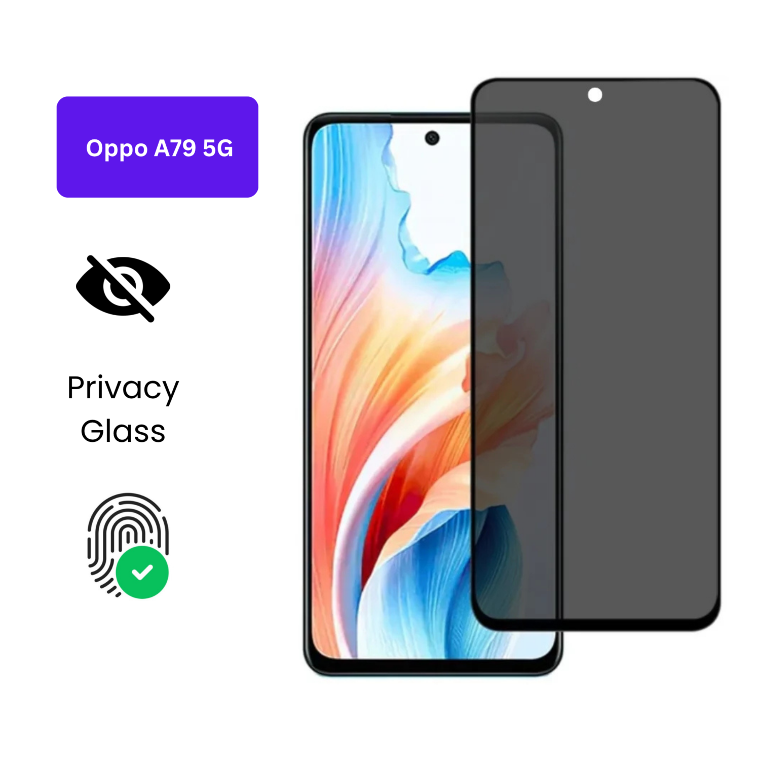 Oppo A79 5G – Protection d’Ecran Anti-Espion En Verre ( Privacy Glass )