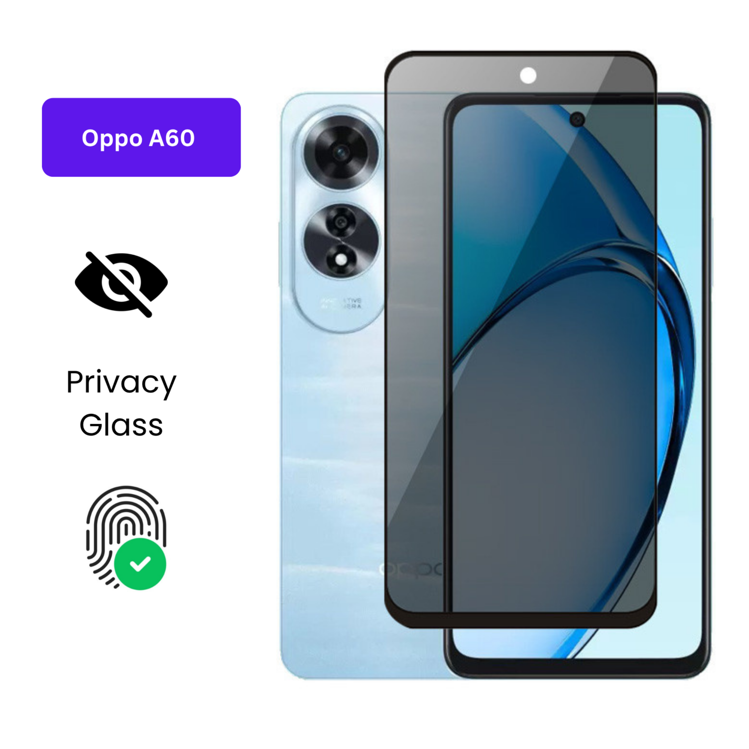 Oppo A60 – Protection d’Ecran Anti-Espion En Verre ( Privacy Glass )