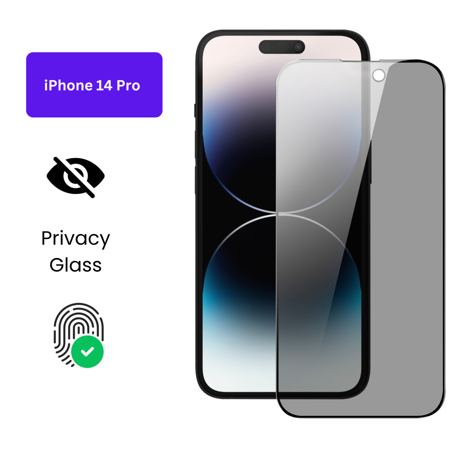 Vivo Y1S Vivo Y90 (32) iPhone 14 Pro – Protection d’Ecran Anti-Espion En Verre ( Privacy Glass )