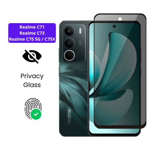 Realme C71 | C73 | C75 5G | C75X – Protection d’Ecran Anti-Espion En Verre ( Privacy Glass )